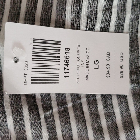 *Nwt* Hot Topic's Stripe Button Up Tie Top - Picture 14 of 16
